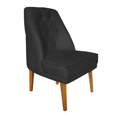 Cadeira Para Sala De Jantar Escritório Estofada Berlim Retro Suede Preto Eli Móveis E Decoração