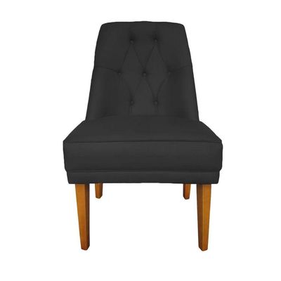 Cadeira Para Sala De Jantar Escritório Estofada Berlim Retro Suede Preto Eli Móveis E Decoração