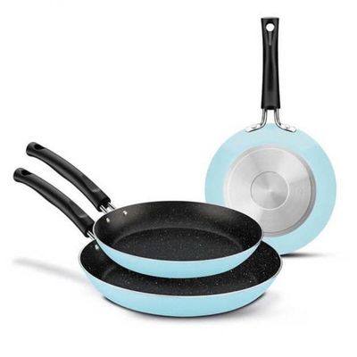 Conjunto De Frigideiras Tramontina Versalhes 3 Peças Alumínio E Revestimento Antiaderente Azul