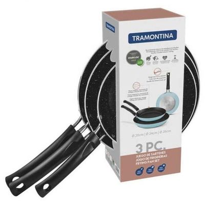Conjunto De Frigideiras Tramontina Versalhes 3 Peças Alumínio E Revestimento Antiaderente Azul