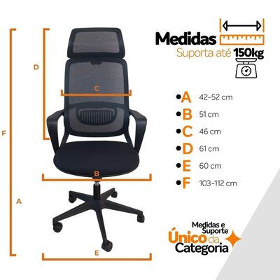 Cadeira Presidente Oficial Comfort Vinci Com Apoio
