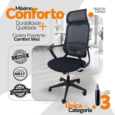 Cadeira Presidente Oficial Comfort Vinci Com Apoio
