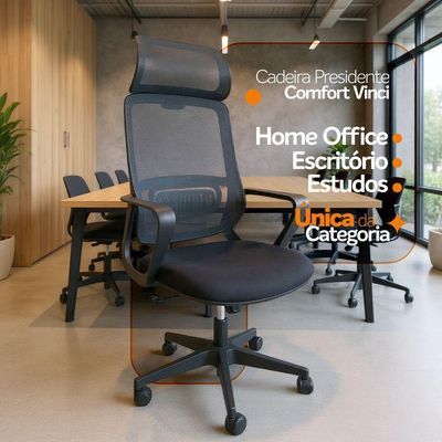 Cadeira Presidente Oficial Comfort Vinci Com Apoio