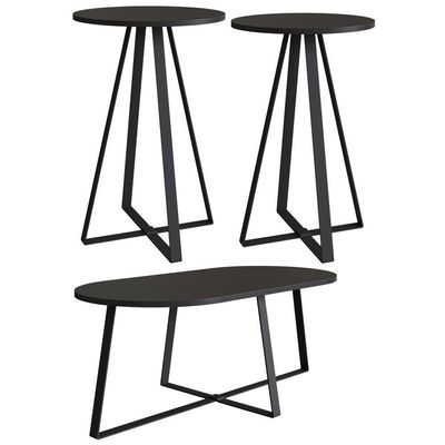Conjunto Mesa De Centro Sala De Estar 27959 Preto Artesano Preto