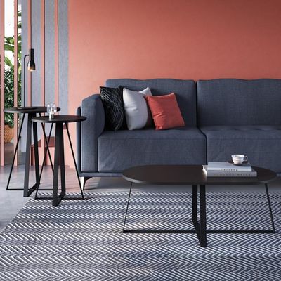 Conjunto Mesa De Centro Sala De Estar 27959 Preto Artesano Preto