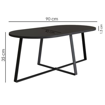 Conjunto Mesa De Centro Sala De Estar 27959 Preto Artesano Preto