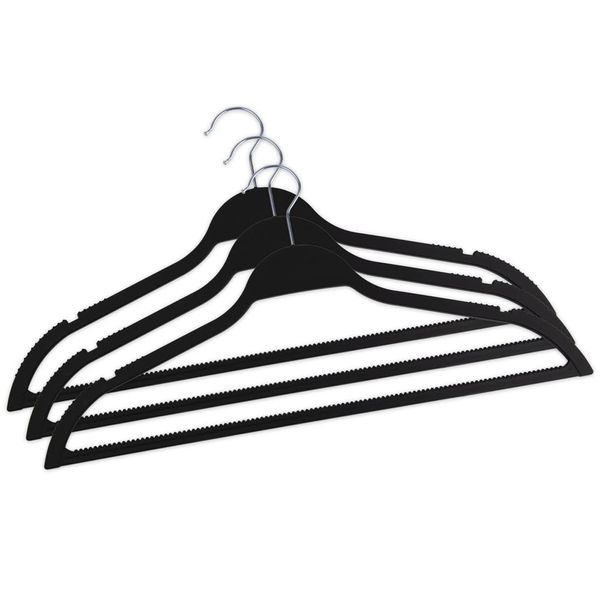 Cabide Le Coat Plástico com Cabo Prateado 3 Unidades Preto Cabide Le Coat Plástico com Cabo Prateado 3 Unidades Preto