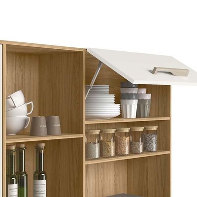 Armário Cozinha Compacta Completa 5 Portas 3 Gavetas Cristal Freijo-off White