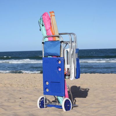 Carrinho Mesa para Praia em Alumínio Azul Bel Único