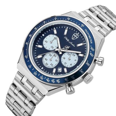 Relógio Masculino London Steel Silver Blue 43mm