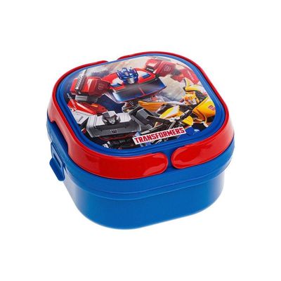 Kit 2 Marmita Com 2 Compartimentos, Trava E Alças 660ml Infantil Decorado Transformers
