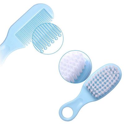 Kit Cuidados Higiene Bebe Pente Escova Cortador De Unha Recém Nascidos Azul