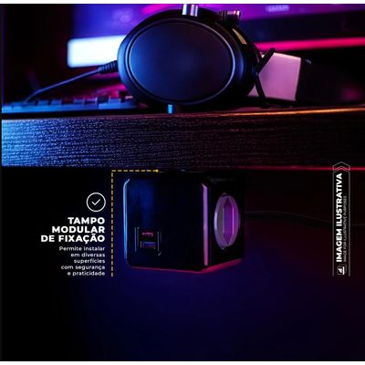 Carregador Adaptador Bivolt Energy Cube - Preto - Entrada USB-A + Tipo C + 4 Tomadas com Cabo 1,5M