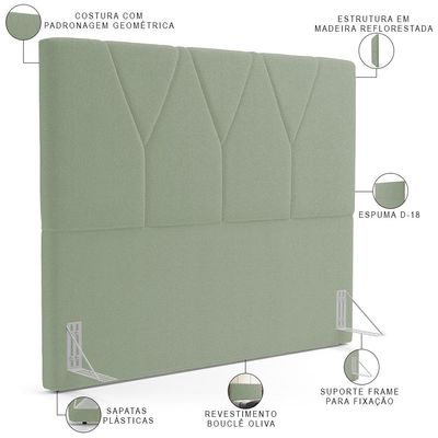 Cabeceira Cama Box Casal 140 cm Aurora W01 Bouclê Oliva - Lyam Decor