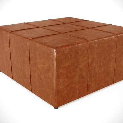 Puff Decorativo Para Sala de Estar Quadrado Milano 90x90cm W01 Couríssimo Camel - Lyam Decor