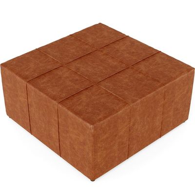 Puff Decorativo Para Sala de Estar Quadrado Milano 90x90cm W01 Couríssimo Camel - Lyam Decor