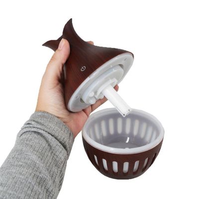 Difusor Umidificador Ultrasonico 7 Led Vaso Rajado Rgb 200ml Usb Marrom
