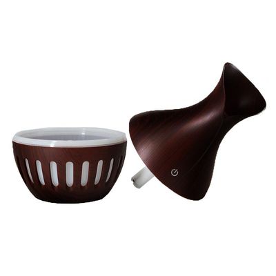Difusor Umidificador Ultrasonico 7 Led Vaso Rajado Rgb 200ml Usb Marrom