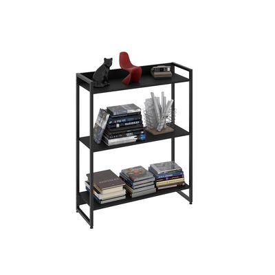 Kit 3 Estantes Multiuso Escritório Industrial 3 Prateleiras Areta 104x80cm C01 Onix - Lyam Decor