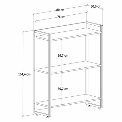 Kit 3 Estantes Multiuso Escritório Industrial 3 Prateleiras Areta 104x80cm C01 Onix - Lyam Decor