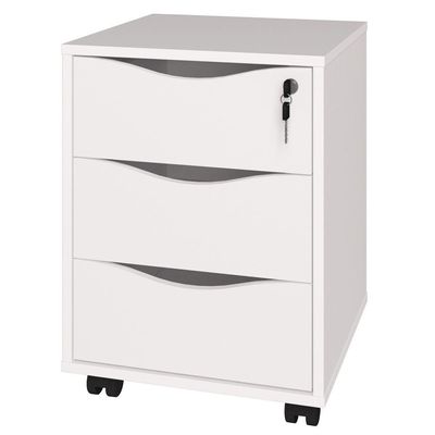 Gaveteiro Para Escritório Office com Rodízios 03 Gavetas Face A02 Branco - Lyam Decor