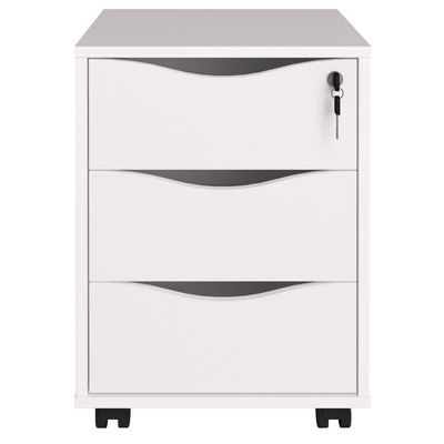 Gaveteiro Para Escritório Office com Rodízios 03 Gavetas Face A02 Branco - Lyam Decor