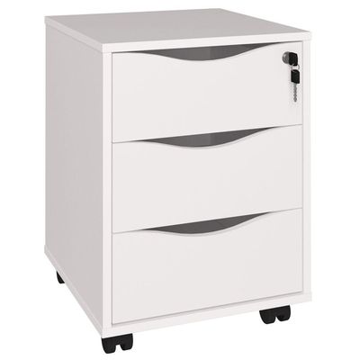 Gaveteiro Para Escritório Office com Rodízios 03 Gavetas Face A02 Branco - Lyam Decor
