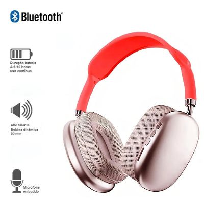 Fone de Ouvido Sem Fio Peining Bluetooth Com Microfone Air Top Pei-P9 Vermelho