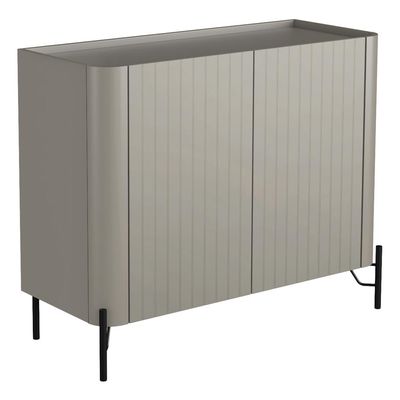 Aparador Buffet Sala de Jantar 2 Portas Brise Pés Industrial Preto Naim I03 Grigio - Lyam Decor