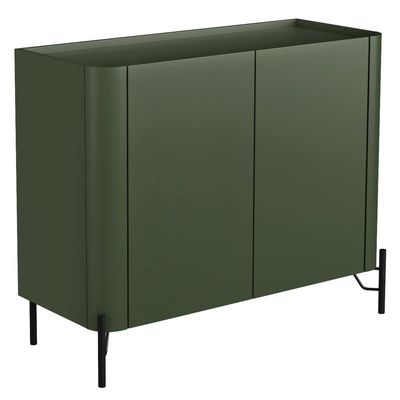 Buffet Para Sala de Jantar 2 Portas 1 Gaveta Pés Industrial Preto Naim I03 Musgo - Lyam