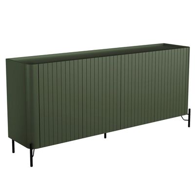 Aparador Buffet Sala de Jantar 4 Portas Brise Pés Industrial Preto Naim I03 Musgo - Lyam Decor