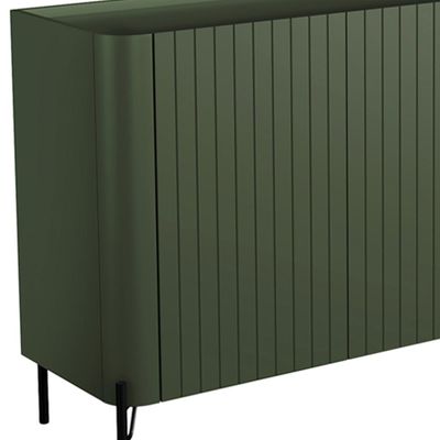 Aparador Buffet Sala de Jantar 4 Portas Brise Pés Industrial Preto Naim I03 Musgo - Lyam Decor