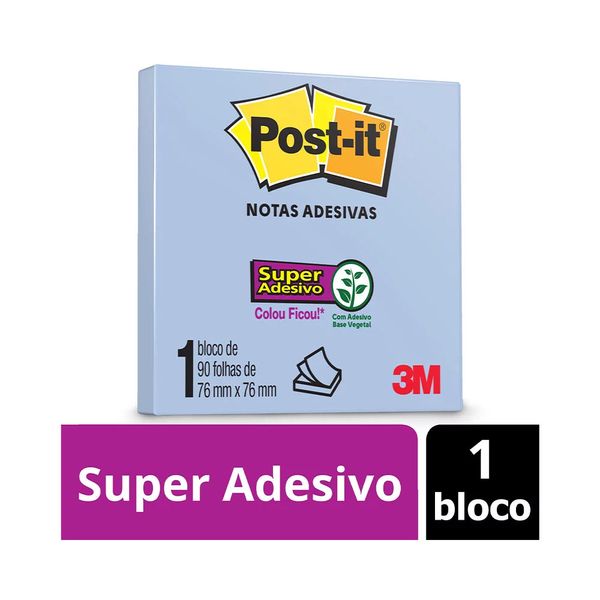 Bloco Adesivo Post It 3M Azul Claro 90 Folhas 76x76mm Bloco Adesivo Post It 3M Azul Claro 90 Folhas 76x76mm