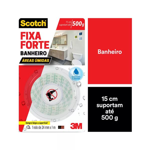 Fita Adesiva Dupla Face Scotch 3M com Espuma Banheiro 24mmx1m Fita Adesiva Dupla Face Scotch 3M com Espuma Banheiro 24mmx1m