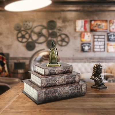 Kit 3 Book Camuflado Livro Cofre Decorativo Fake Porta Joias Documentos Caixa Organizador Madeira