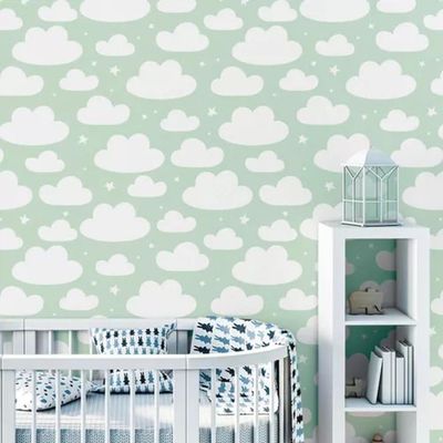 Papel Parede 3d Ceu Infantil Estrelas Verde Escola Quarto Bebe Criança Escritorio Decoraçao Rolo 5m