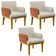 Kit 3 Poltronas Decorativas Sala De Estar Beatriz W01 Linho Champagne Couríssimo Camel - Lyam Decor
