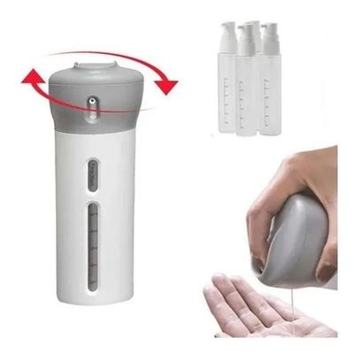 Dispenser 4 Em 1 Pote Viagem Mala Shampoo Liquido Sabonete Cinza
