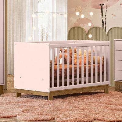 Berço Mini Cama Encanto Slim Rosa Acetinado