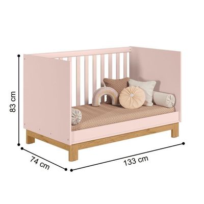 Berço Mini Cama Encanto Slim Rosa Acetinado