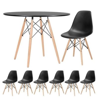 Conjunto De Mesa De Jantar Eames Eiffel Redonda 100cm