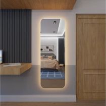 Espelho Brillare Corpo Inteiro Retangular Com LED 170cm x 70cm Lançamento Quarto Sala Grande Moderno Branco Quente