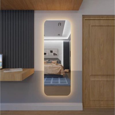 Espelho Brillare Corpo Inteiro Retangular Com LED 170cm x 70cm Lançamento Quarto Sala Grande Moderno Branco Quente