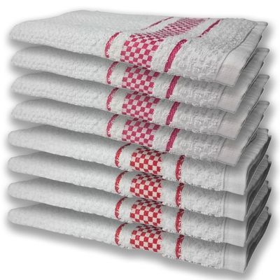 8 Panos de Prato Atoalhado Felpudo Premium 4 Vermelho 4 Rosa