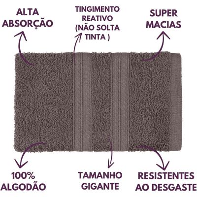 Jogo de Toalhas Gigante Itália Soft 2 Banhão + 2 Rosto + 2 Tapete Luxo 100% Algodão - Cinza