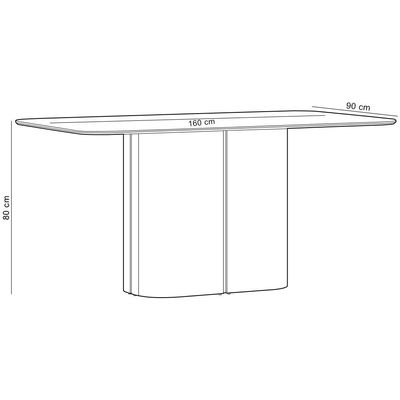 Mesa de Jantar 6 Lugares Retangular Tampo Vidro Verbena N01 Off White - Lyam Decor