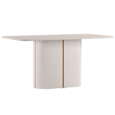 Mesa de Jantar 6 Lugares Retangular Tampo Vidro Verbena N01 Off White - Lyam Decor