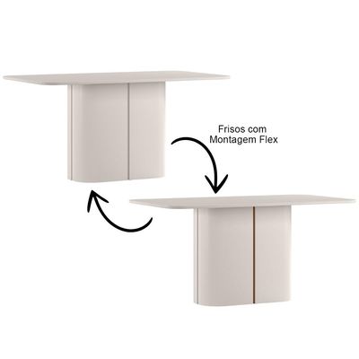 Mesa de Jantar 6 Lugares Retangular Tampo Vidro Verbena N01 Off White - Lyam Decor