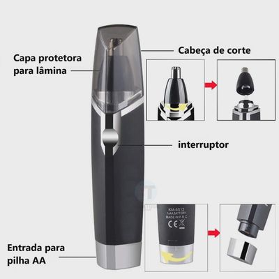 Aparador De Cabelo Elétrico Profissional Nariz Kemei Km-6512