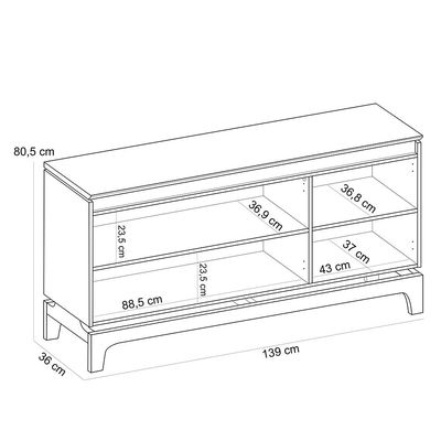 Aparador Buffet Para Sala de Jantar 3 Portas 139cm Clarice D05 Freijó Off White - Lyam Decor